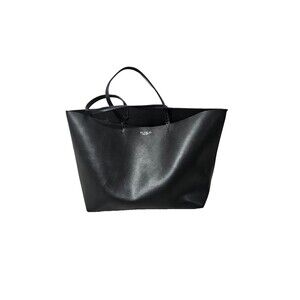 Victoria's Secret Tote Bag Women's Large Black Faux Leather Minimalist Shoulder